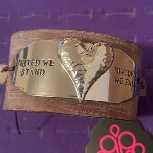 Dazzling Silver Heart Leather Custom Designed Bracelet with Engraving